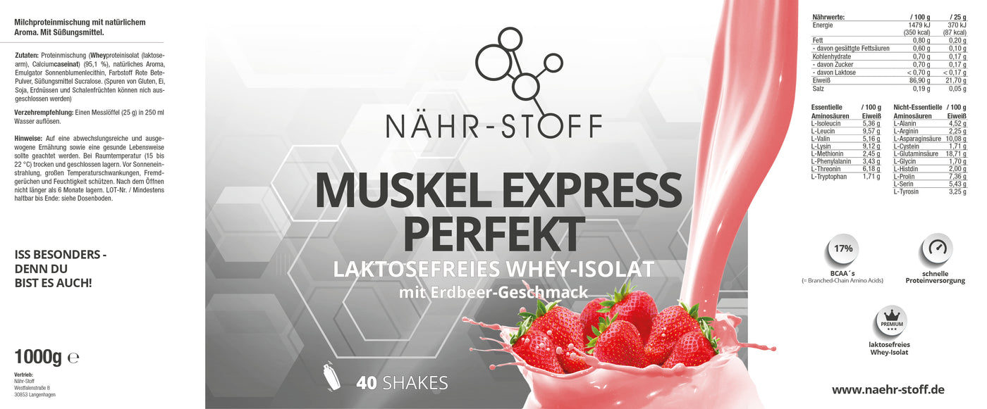 Muskel Express Perfekt - Whey Protein Isolat Laktosefrei